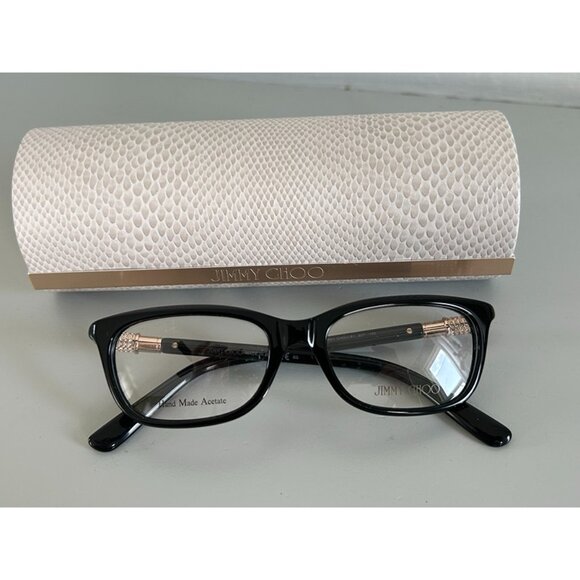 NWB Jimmy Choo Women's Black Gold Crystals Acetate Designer Cat Eye Glasses - Picture 3 of 13